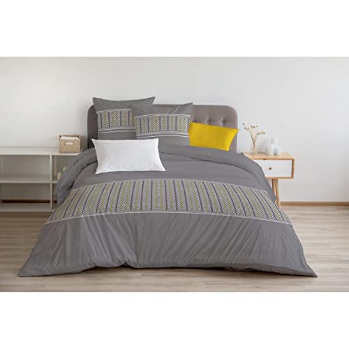 Home Linge Passion Bettbezug, 3-teilig, 100% Baumwolle, 57 Fäden, 2 Personen, 220 x 240 cm, NAT Lemon von Home Linge Passion