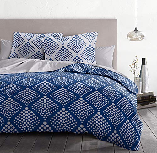 Home Linge Passion Bettbezug, 3-teilig, 100% Baumwolle, 57 Fäden/cm², für Doppelbett, 240 x 260 cm, Fibula Blau von Home Linge Passion