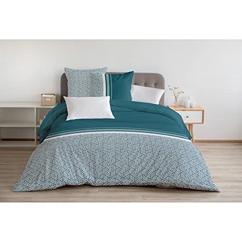 Home Linge Passion Bettbezug, 3-teilig, 100% Baumwolle, 57 Fäden/cm², 240 x 260 cm, Tilt Tannenbaum Celadon von Home Linge Passion