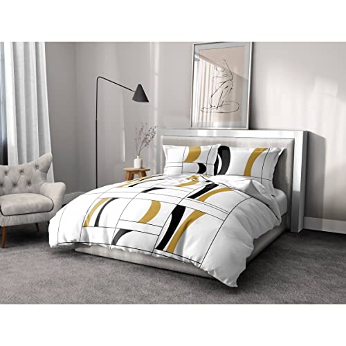 Home Linge Passion | Bettbezug, 3-teilig, 100% Baumwolle, 57 Fäden/cm², für Doppelbett, 240 x 260 cm, Atoll-Schwarz-Senf Home Linge Passion | Bettbezug, 3-teilig, 100% Baumwolle, 57 Fäden/cm², für Doppelbett, 240 x 260 cm, Atoll-Schwarz-Senf von Home Linge Passion