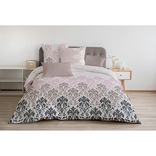 Home Linge Passion Bettwäsche-Set, 3-teilig, 100% Baumwolle, 57 Fäden, Doppelbett: 220 x 240 cm, Herzmotiv Ocker und Blush Pink von Home Linge Passion