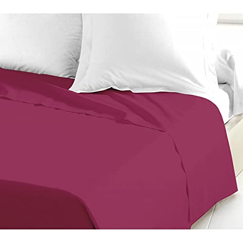 Home Linge Passion Bettlaken, 1 Stück, 100 % Baumwolle, 57 Fäden, 1 Person, 180 x 290 cm, Fuchsia Baikal von Home Linge Passion