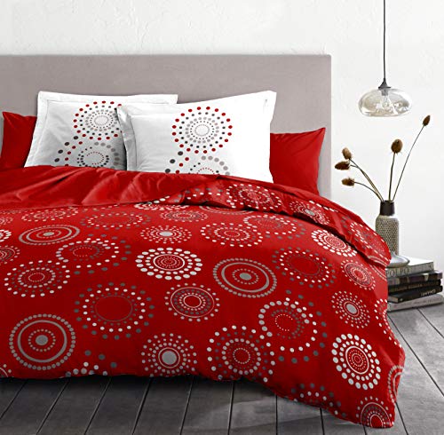 Home Linge Passion Bettwäsche-Set, 3-teilig, 220 x 240 cm, Baumwolle, rot, 3 von Home Linge Passion