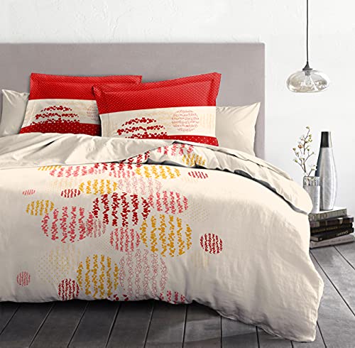 Home Linge Passion Bettwäsche-Set, 3-teilig, warmes Symbol, 100% Baumwolle, 57 Fäden/cm, Rot-Orange, 220 x 240 cm, 3 von Home Linge Passion