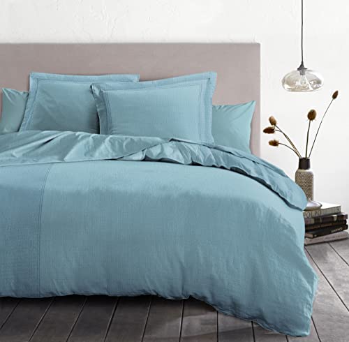 Home Linge Passion Fukuoka Celadon Bettwäsche, 3-teilig, 100% Baumwolle, 57 Fäden/cm, Blau-Grau, 220 x 240 cm, 3 von Home Linge Passion