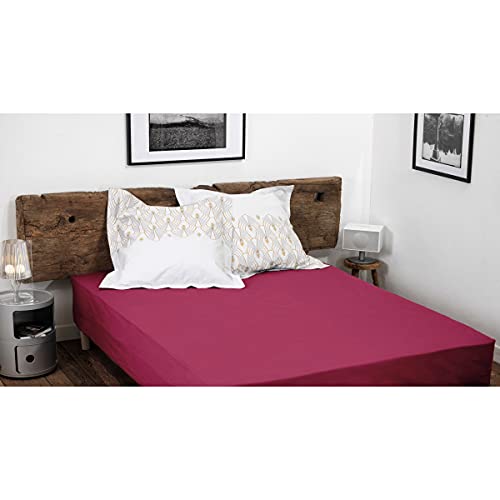 Home Linge Passion Spannbettlaken, Fuchsia, 140 x 190 cm + 30 cm, 100% Baumwolle, 57 Fäden/cm² (Öko-Tex) von Home Linge Passion
