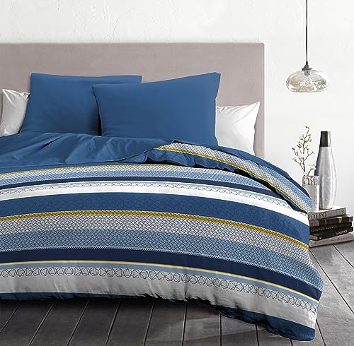 Home Linge Passion Stanis Bettwäsche-Set, 220 x 240 cm, Blau von Home Linge Passion