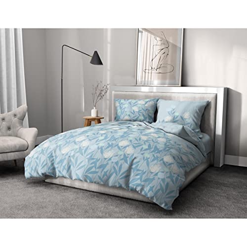 Home Linge Passion, Bettbezug – 3-teilig, 100% Baumwolle – 57 Fäden/cm² – 220 x 240 cm, Tempete Floral Blau HP62685 von Home Linge Passion