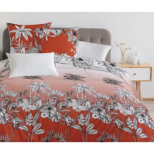 Home Passion Bettbezug, 3-teilig, 100% Baumwolle, 57 Fäden, 2 Personen, 220 x 240 cm, Rot von Home Linge Passion