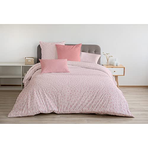 Home Passion Bettbezug, 3-teilig, 100% Baumwolle, 57 Fäden/cm², für Doppelbett, 240 x 260 cm, Kolibri, Puderrosa von Home Linge Passion