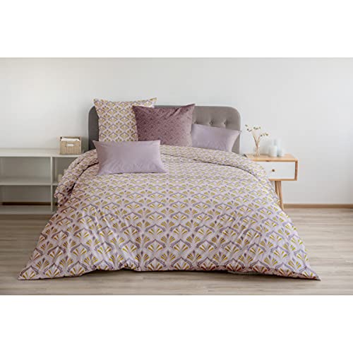 Home Passion Bettbezug, 3-teilig, 100 % Baumwolle, 57 Fäden/cm², für Doppelbett, 240 x 260 cm, SINHALA Flieder/Violett von Home Linge Passion