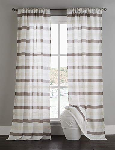 Home Maison Akua Horizontal Stripes Window Curtain, 38x84 (2 Pieces), Coffee-Linen von Home Maison