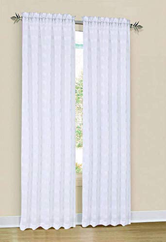 Home Maison Capri 2" Stripes Window Curtain, 37" W x 96" L, White von Home Maison