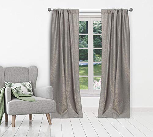 Home Maison Celina Metallic Textured Window Curtain, 38x84 (2PC), Grey-Silver von Home Maison