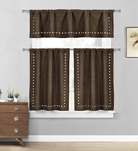 Home Maison Conor Solid Kitchen Curtain & Tier Set, 58x15 (1 Piece) 29x36 (2 Pieces), Chocolate von Home Maison