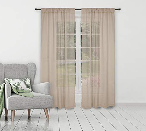 Home Maison Desideria Solid Window Curtain, 40x84 (2 Pieces), Taupe von Home Maison