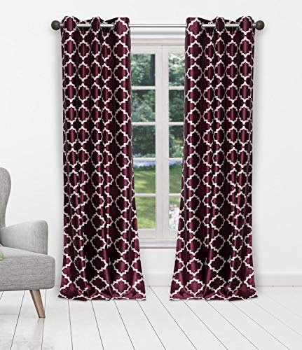 Home Maison Eileen Gate Pattern Window Curtain, 38x84, Wine-White von Home Maison