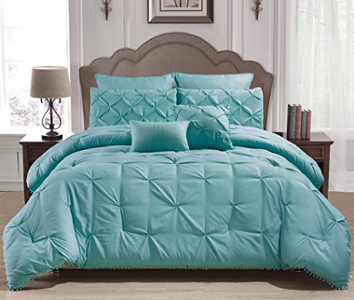 Home Maison Esmalinda Pintucked Comforter Set, Queen, Aqua von Home Maison