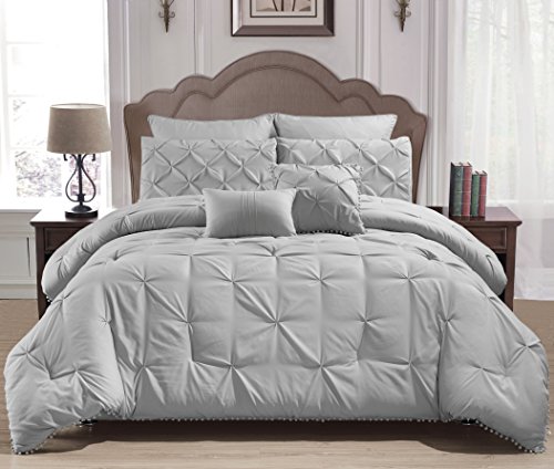 Home Maison Esmalinda Pintucked Comforter Set, Queen, Grey von Home Maison