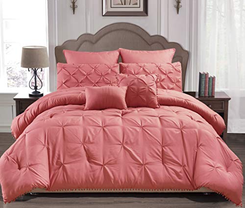 Home Maison Esmalinda Pintucked Comforter Set, Queen, Salmon von Home Maison