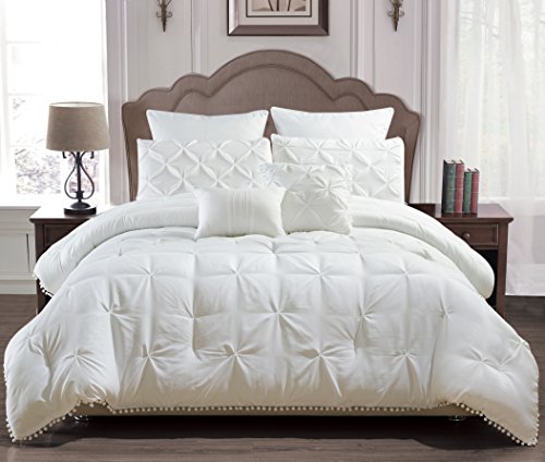 Home Maison Esmalinda Pintucked Comforter Set, Queen, White von Home Maison