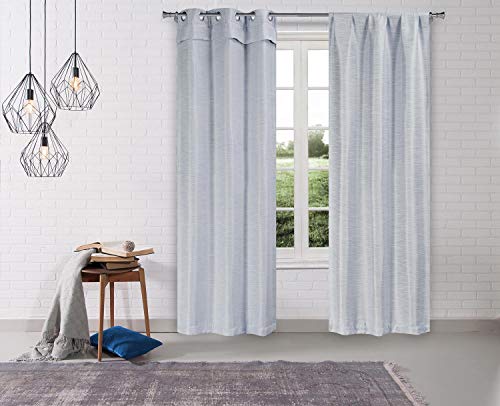 Home Maison Fay Linen Textured Window Curtain, 38x96, Powder Blue von Home Maison