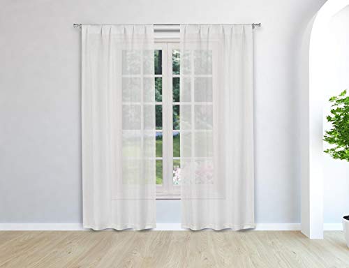Home Maison Felix Solid Textured with Metallic Window Curtain, 38x84 (2 Pieces), White-Silver von Home Maison