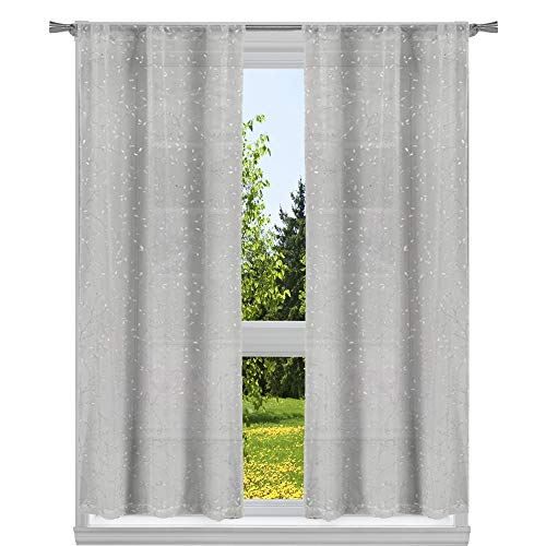 Homemaison 34 DE Fenstervorhang-Set, Blättermuster, metallisch, Grau-Silber, 37x84 von Homemaison