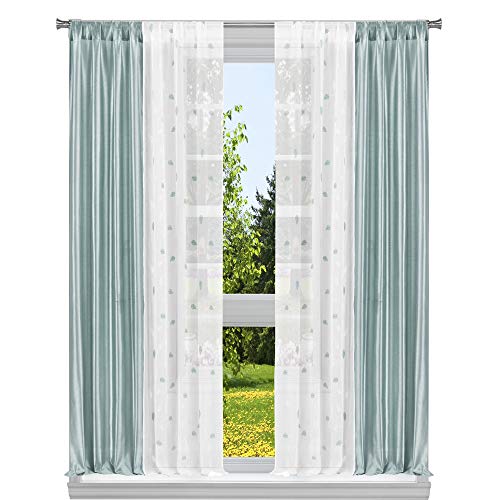 Homemaison Fenstervorhang-Set mit Blumenmuster, blau, 38x84 von Homemaison