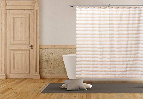 Home Maison Fiona Striped Shower Curtain, 70x72, White-Gold von Home Maison