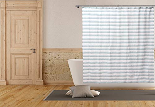 Home Maison Fiona Waffle Striped Shower Curtain, 72x72, White-Aqua von Home Maison