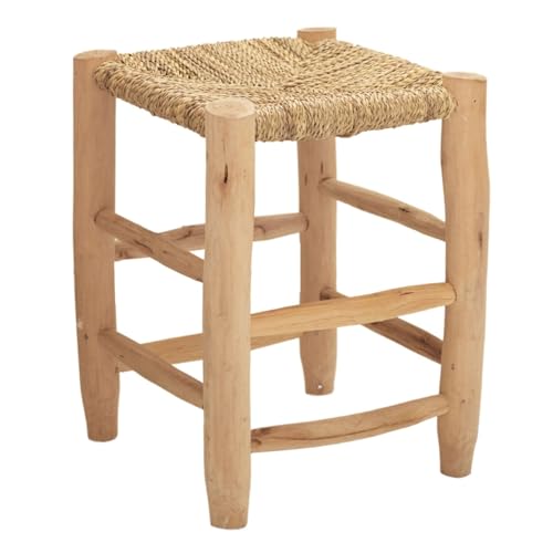 Home Maison Hocker, Natur, 40 cm, Lorbeerholz und Palmfaser, 40 x 30 x 30 cm von Home Maison