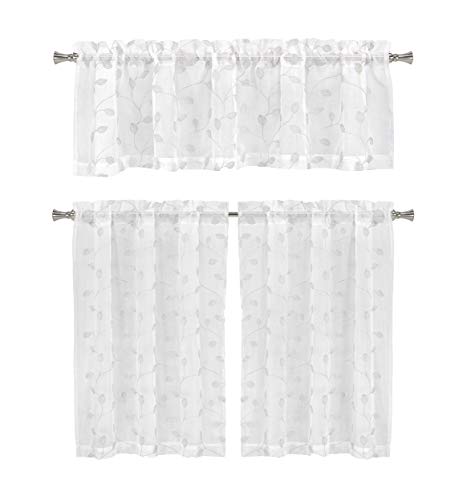 Home Maison Kira 3 Küchenvorhang-Set, 142,2 x 38,1 cm, Weiß von Home Maison