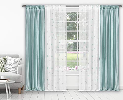 Home Maison Kiralina Floral Window Curtain, 38" W x 84" L, Blue von Home Maison