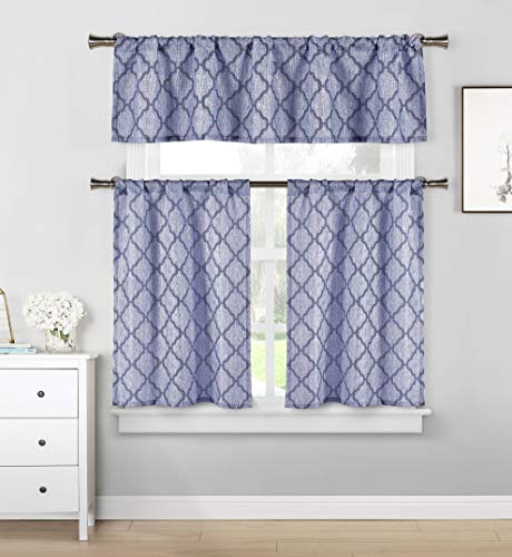 Home Maison Luke Solid Kitchen Curtain & Tier Set, 58x15 (1 Piece) 28x36 (2 Pieces), Navy von Home Maison