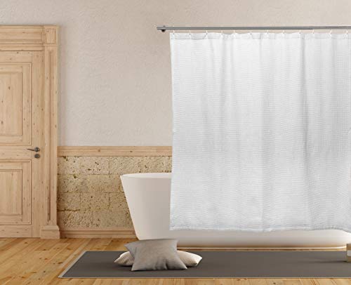 Home Maison Oriana Metallic Shower Curtain, 70x72, White von Home Maison