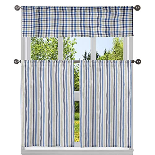Homemaison Natürliche Küche Vorhänge und Volants Set, Polyester, blau, 29x36 von Homemaison