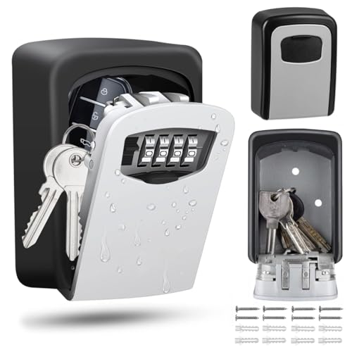 TechSafeKeyBox: Schlüsseltresor mit Zahlenschloss für die Wand - Minisafe mit 4-stelligem Code, Schlüsselbox mit Zahlencode und vorgebohrten Löchern von Home Markt24