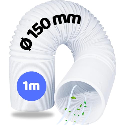 Home Melody Abluftschlauch 150mm 1 Meter PVC flexibel für mobile Klimaanlagen, Wäschetrockner, Abzugshaube, Flexschlauch Flexrohr Abluft-Schlauch Klimagerät Verlängerungsschlauch Fenster Luftschlauch von Home Melody