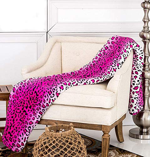 Home Must Haves Überwurf Zebra Giraffe Safari Animal Print All Season Extra Weich Warm Sofa Couch Überwurf Bett Decke Queen Size King Size Pink Leopard von Home Must Haves