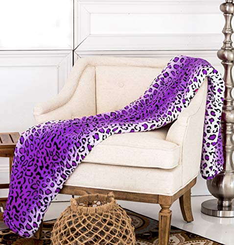Home Must Haves Zebra Giraffe Safari Tierdruck Ganzjahresdecke extra weich warm Sofa Couch Bett Decke King Size (Queen, Purple Leopard) von Home Must Haves