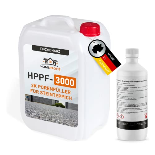Home Profis® HPPF-3000 2K Epoxidharz Porenfüller für Steinteppich Innen & Außen (3kg) – Transparente Versiegelung, Porenverschluss zur Teilverfüllung und Vollverfüllung von Home Profis