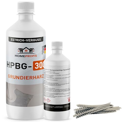 Home Profis® Epoxidharz Set zur Estrich Reparatur | 9kg Epoxy Resin Gießharz inkl. 120 Estrichklammern | 2K Injektionsharz Rissfüller | Epoxidharz mit Härter von Home Profis