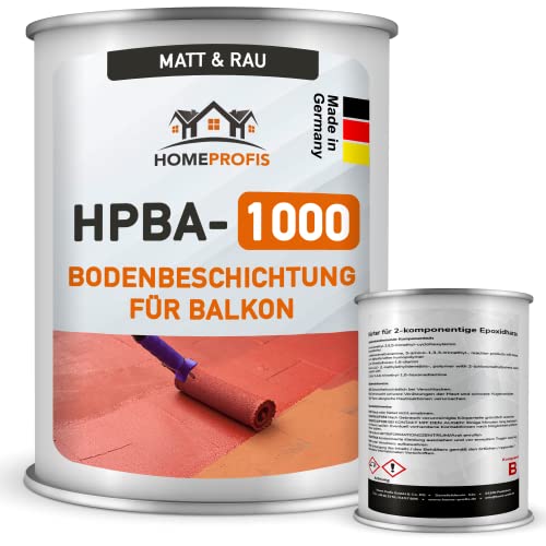 Home Profis® matter Balkonboden rutschfest (25m²) | 30 Farben | Beton, Estrich & Fliesen | Flüssigkunststoff Bodenfarbe Außen | 2K Epoxidharz Bodenbeschichtung | RAL 1001 Beige | HPBA-1000 von Home Profis