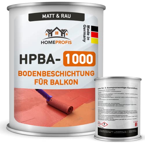 Home Profis® matter Balkonboden rutschfest (25m²) | 30 Farben | Beton, Estrich & Fliesen | Flüssigkunststoff Bodenfarbe Außen | 2K Epoxidharz Bodenbeschichtung | RAL 7015 Schiefergrau | HPBA-1000 von Home Profis