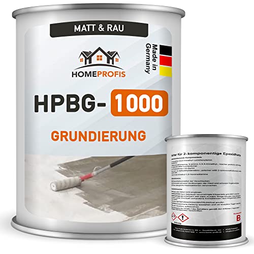 Home Profis® HPBG-1000 2K Epoxidharz Grundierung für Innen & Außen (bis 25m²) – Wasserdichter Sperrgrund Haftvermittler Tiefengrund Primer für Beton Estrich Keller Garage Balkon Terrasse von Home Profis