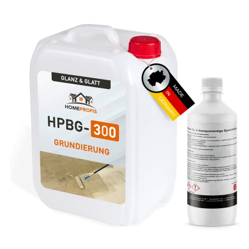 Home Profis® HPBG-300 2K Epoxidharz Tiefgrund für Bodenbeschichtung & Steinteppich | Grundierung für Innen & Außen | 100% Wasserdichter Primer | Beton Estrich Keller Garage Balkon Terrasse | Bis 40m² von Home Profis