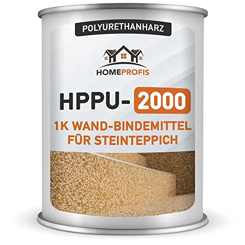 Home Profis® HPPU-2000 vertikales 1K Polyurethanharz Bindemittel für Steinteppich Innen & Außen (4kg) – Wandbindemittel transparent, ausreichend für 25kg Marmorkies von Home Profis