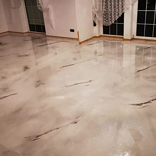 Home Profis Komplett-Set HPBI-500 Epoxidharz Designboden Marmor Optik (Hell) Bodenbeschichtung Innen (10m²) Epoxy Garage Werkstatt Keller Badezimmer Bodenfarbe & Fliesenfarbe von Home Profis