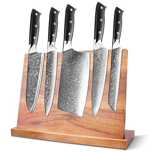 Home Safety Messerblock Magnetisch unbestückt, Premium Doppelseitiger Magnetischer Messerhalter ohne Messer, Messerbrett aus Akazienholz zur sicheren, ordentlichen Aufbewahrung von Messern von Home Safety